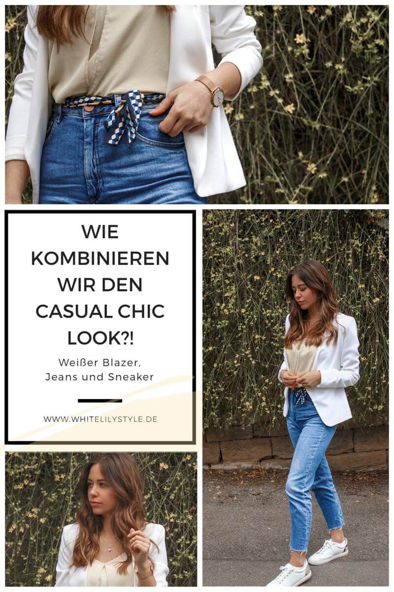 Wie kombinieren wir den Casual Chic Look ! Weißer Blazer, Jeans und Sneaker (11)